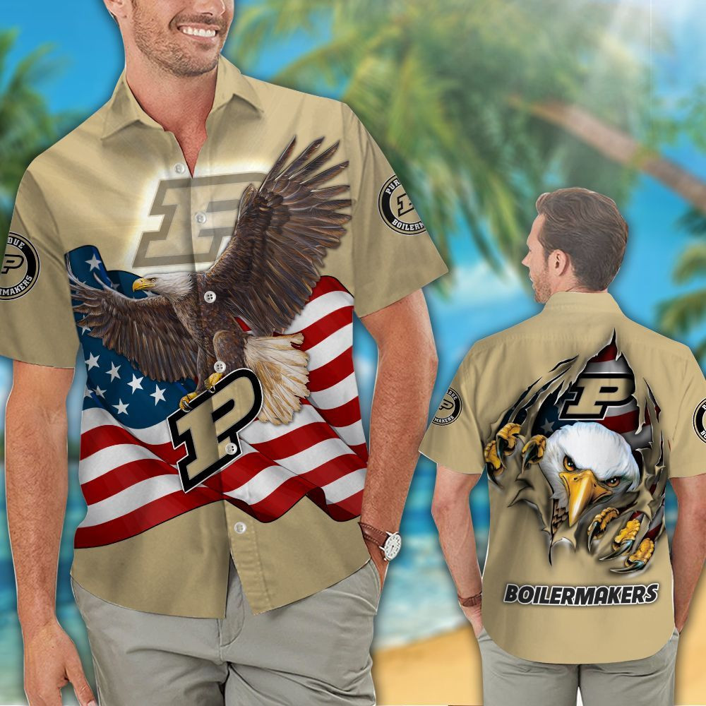 Purdue Boilermakers Hawaiian Shirt Tropical Aloha Button Up