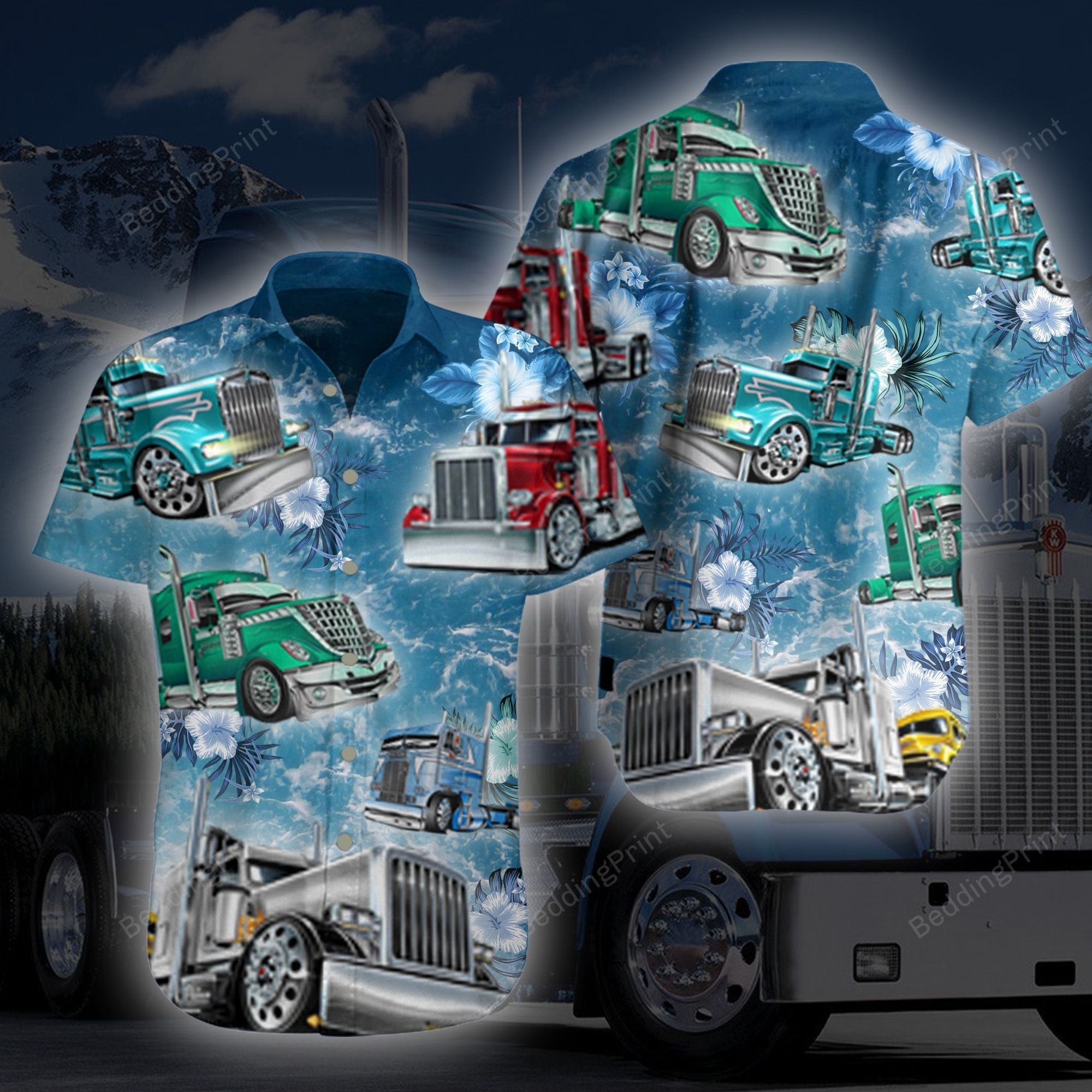 Qd Trucker Unisex Hawaiian Shirt Tropical Aloha Button Up