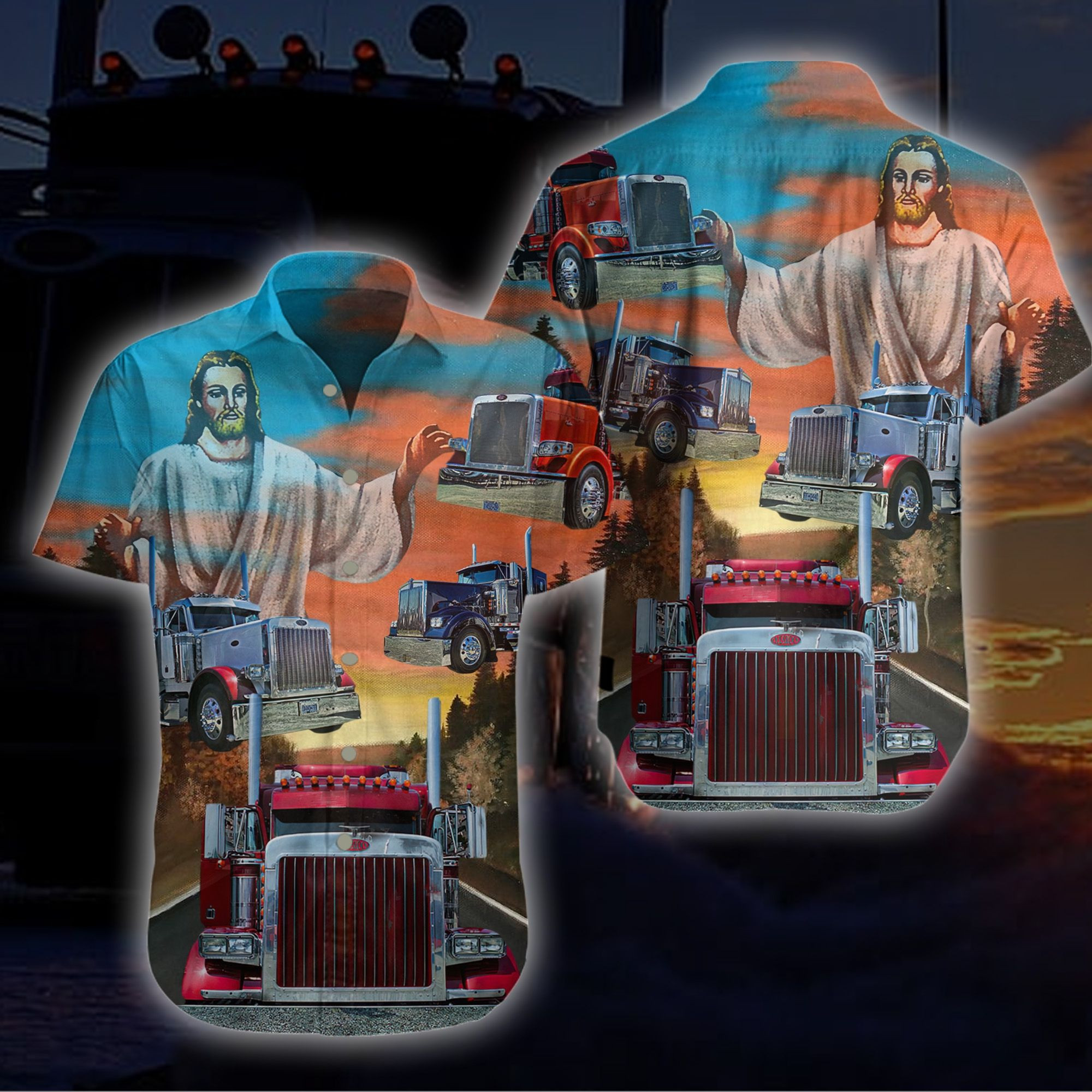 Qd Trucker Unisex Hawaiian Shirt Tropical Aloha Button Up