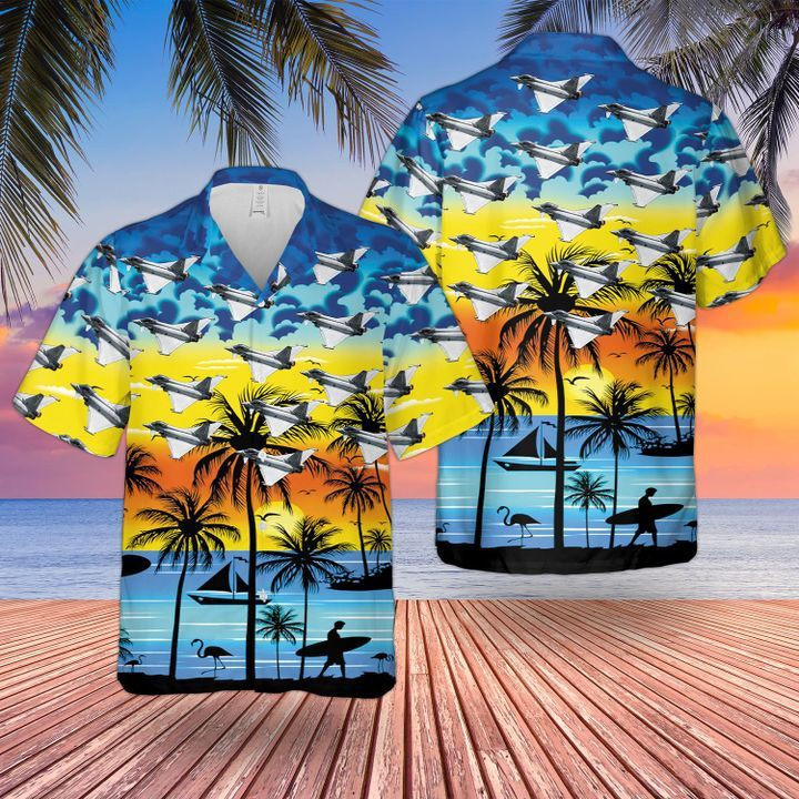 Raf Eurofighter Typhoon Fgr4 Hawaiian Shirt Tropical Aloha Button Up