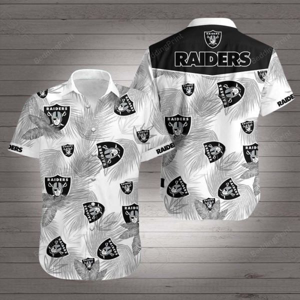 Raiders Hawaiian Shirt Tropical Aloha Button Up