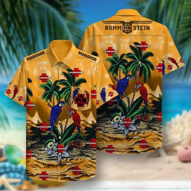 Rammstein Hawaiian Graphic Print Hawaiian Shirt Tropical Aloha Button Up