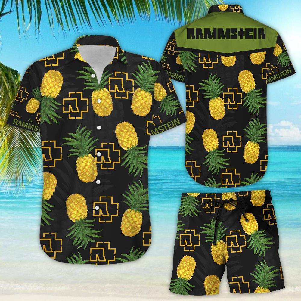 Rammstein Pineapple Hawaiian Shirt Tropical Aloha Button Up