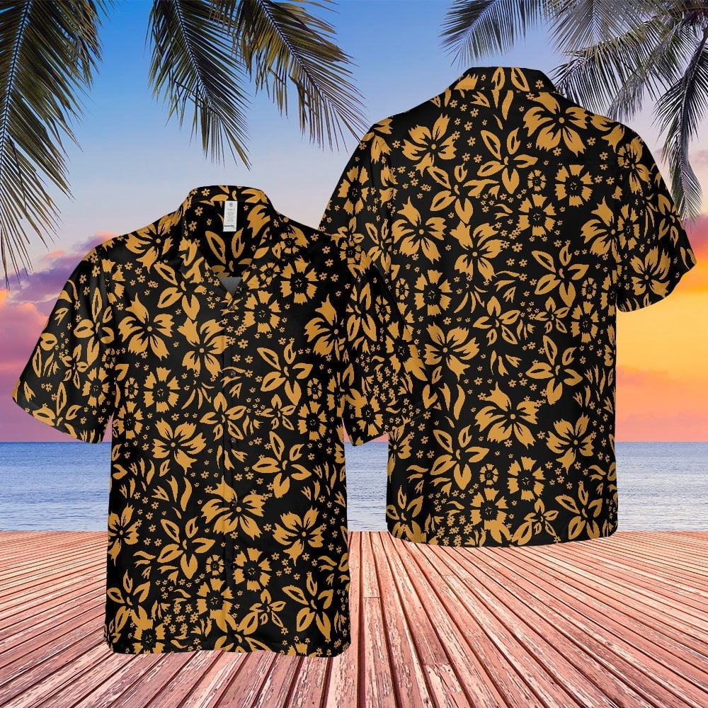 Raoul Duke Fear And Loathing In Las Vegas Hawaiian Shirt Gold Hibiscus Aloha Shirt Apparel