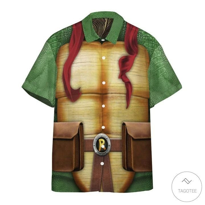 Raphael Teenage Mutant Ninja Turtles Hawaiian Shirt Tropical Aloha Button Up