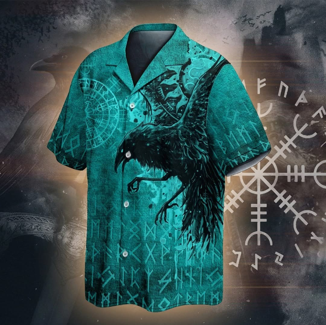 Raven Omen Hawaiian Shirt Men's Short Sleeve Button Up Aloha Shirt Unique Clothing