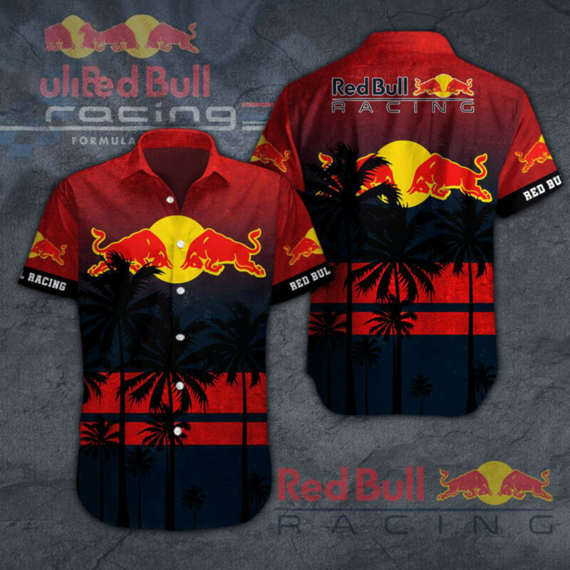Red Bull Racing Hawaiian Shirt Tropical Aloha Button Up