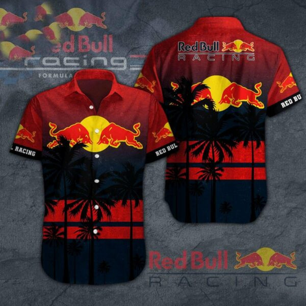 Red Bull Racing Hawaiian Shirt Tropical Aloha Button Up