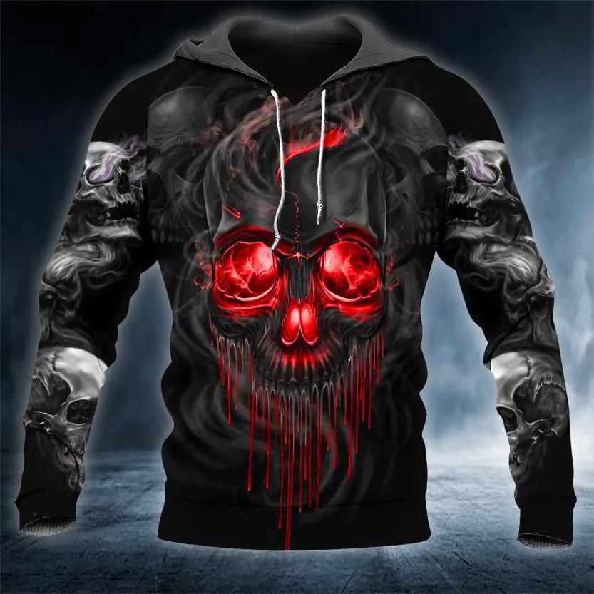 Red Gold Black Horrific Skull 3D All Over Print Hoodie