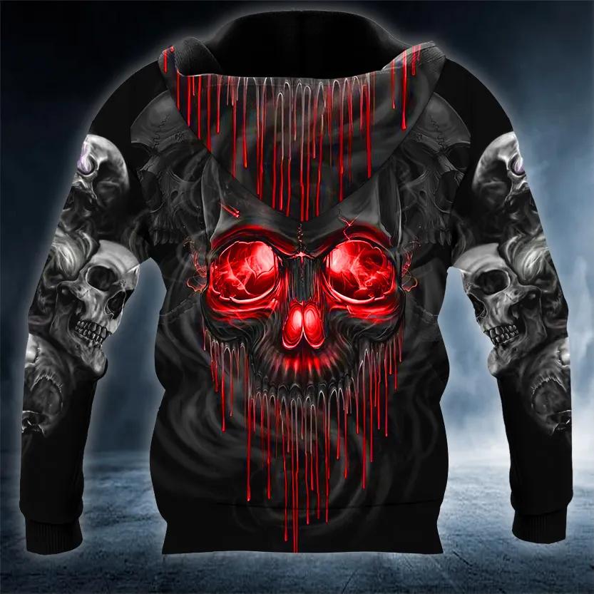 Alternative view of Red Gold Black Horrific Skull 3D All Over Print Hoodie