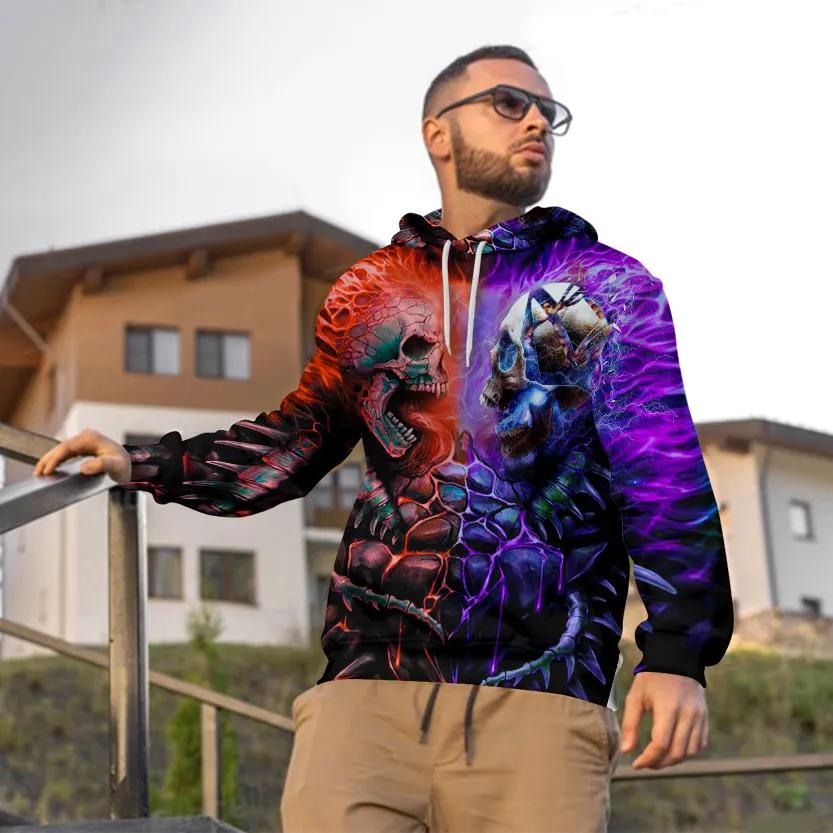 Alternative view of Red Purple War Skull 3D All Over Print Hoodie