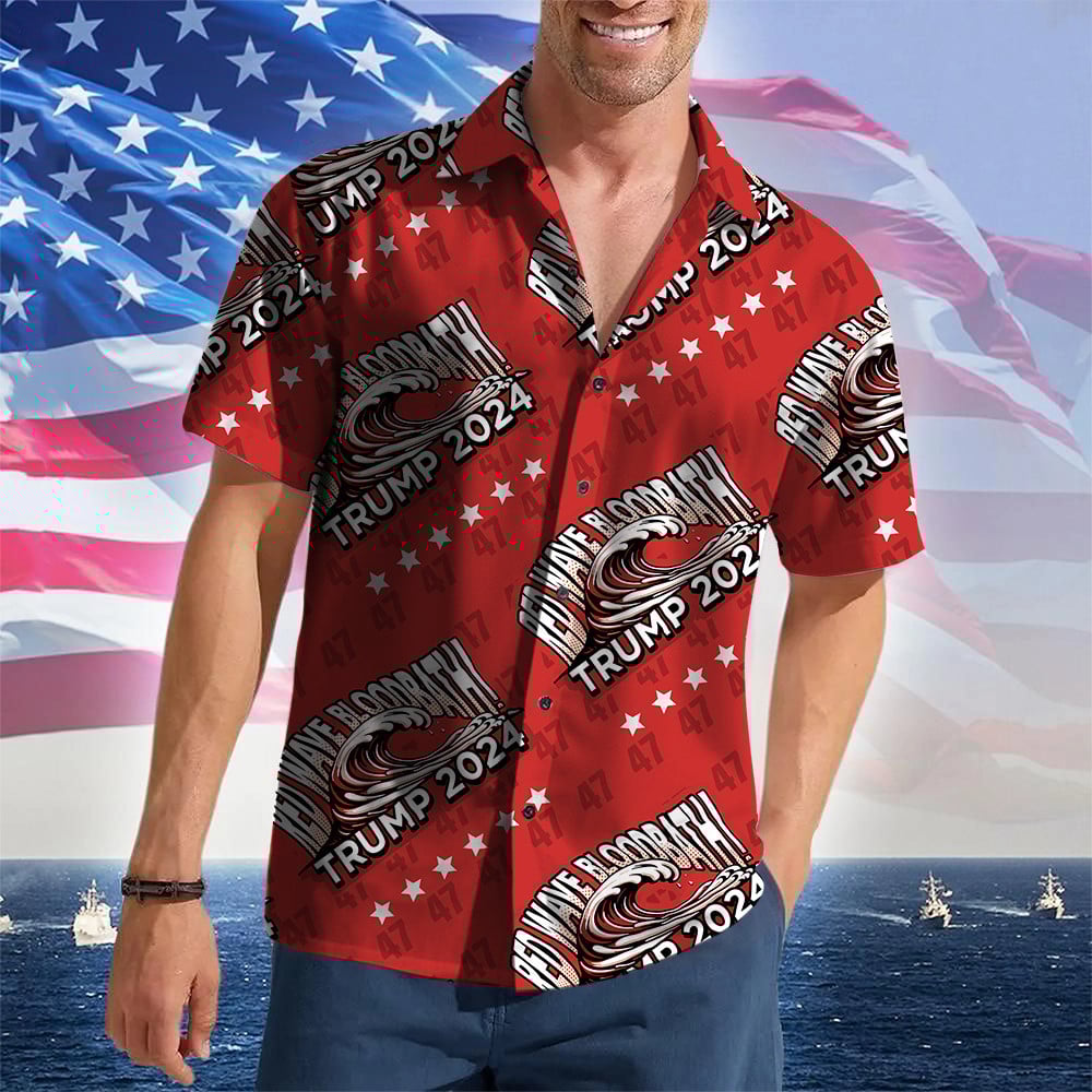 Red Wave Bloodbath For Trump 2024 Hawaiian Shirt Support Trump For President MAGA Merch