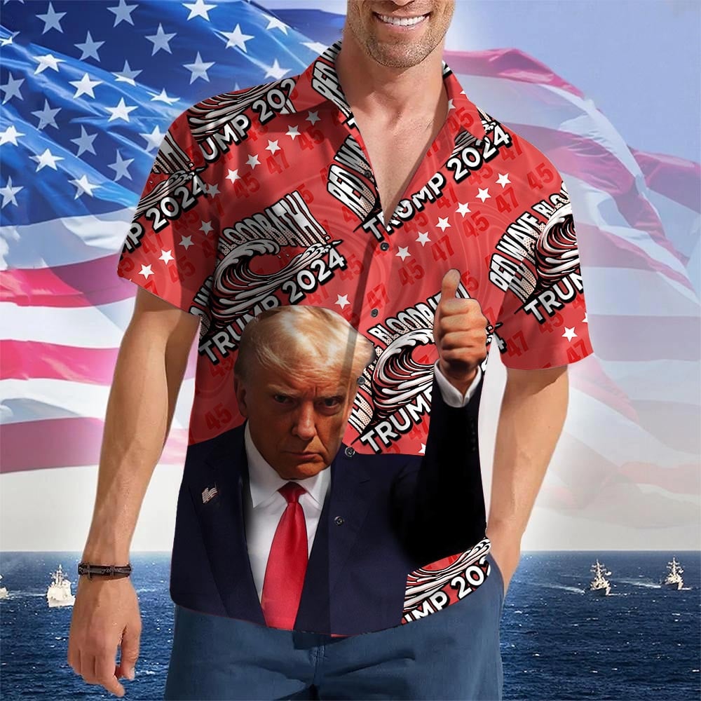 Red Wave Bloodbath Trump 2024 Hawaiian Shirt Pro Trump MAGA Merch Gifts For Father