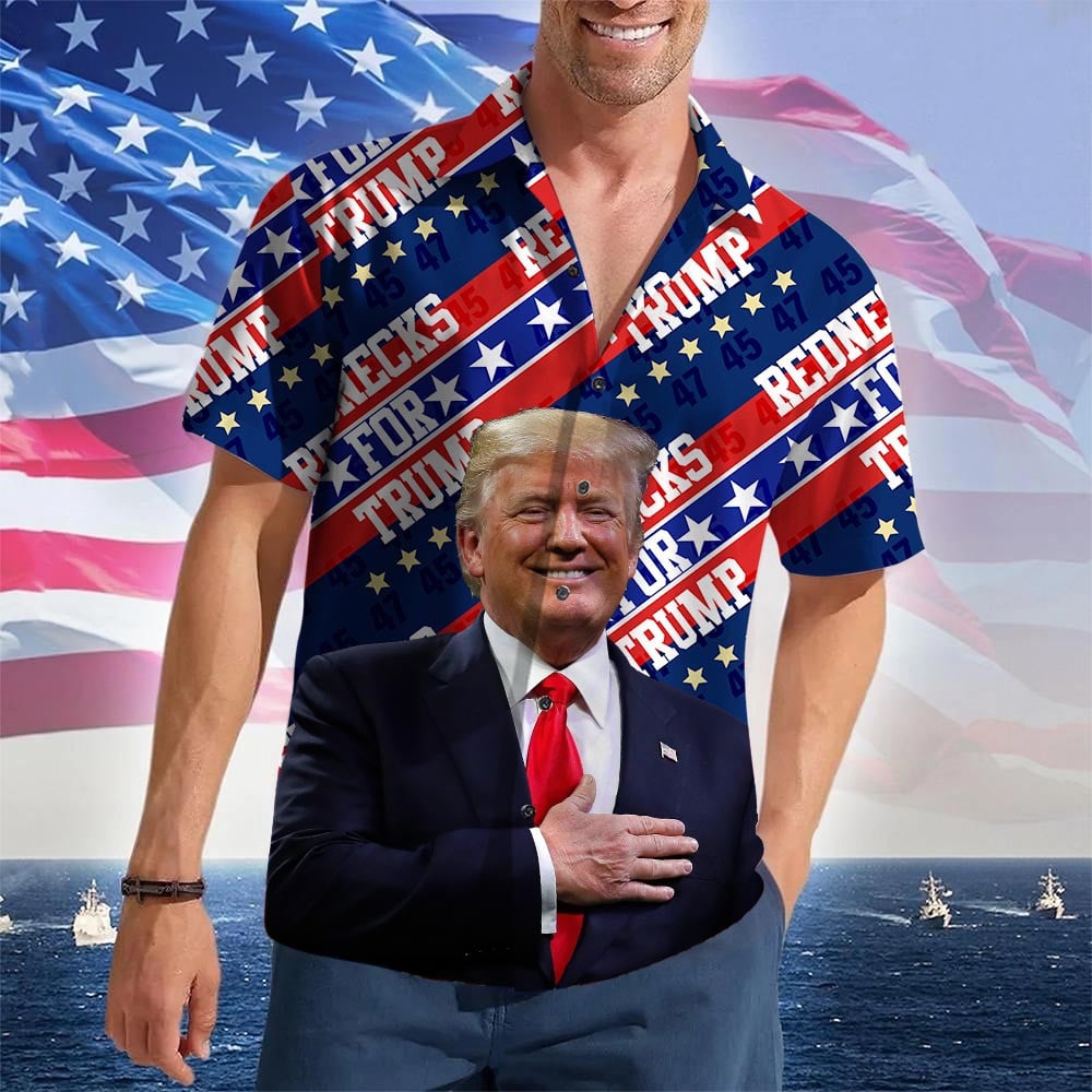 Rednecks For Trump 2024 Hawaiian Shirt President Donald Trump 47 Button Up Shirt Gifts For Him
