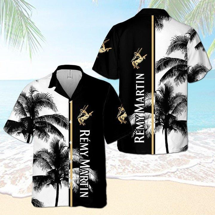 Remy Martin Palm Tree Hawaiian Shirt Tropical Aloha Button Up