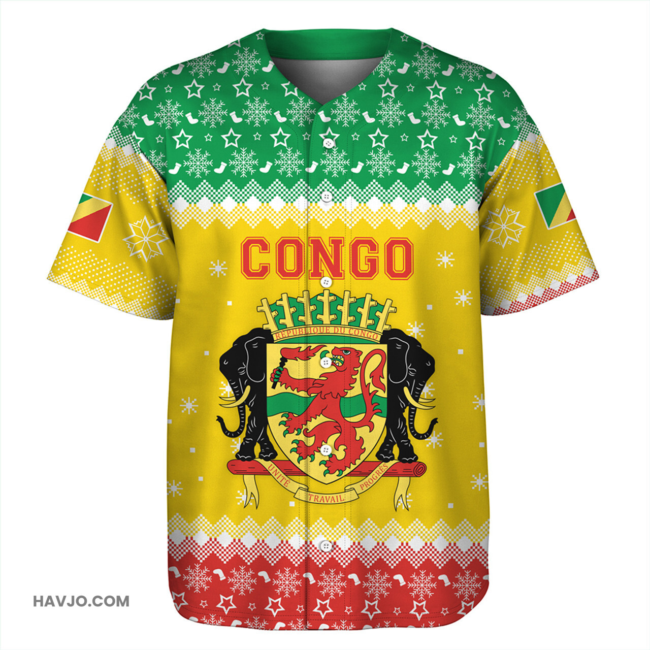 Republic of the Congo Christmas Coat of Arms Baseball Jersey