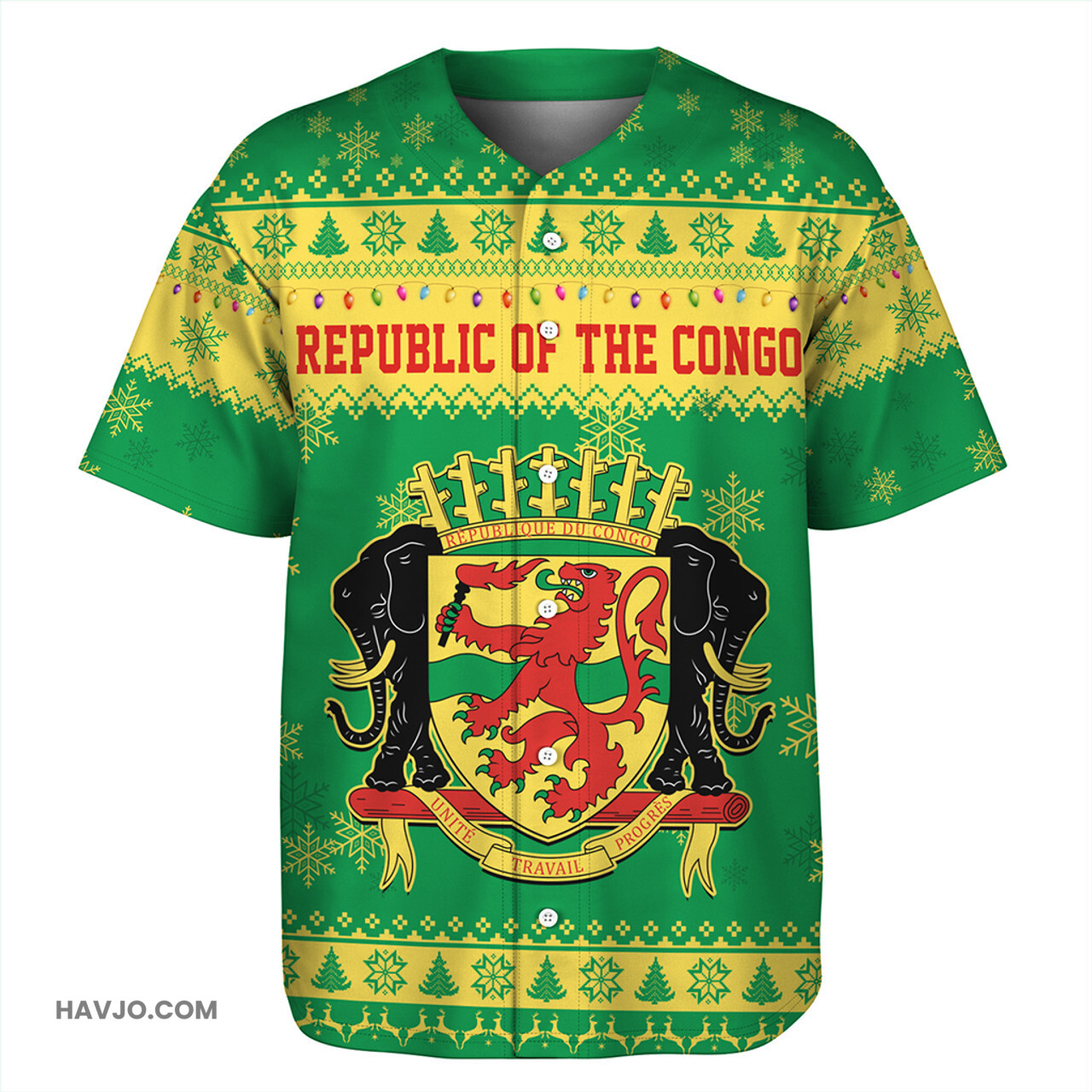 Republic of the Congo Christmas Style Pattern Baseball Jersey