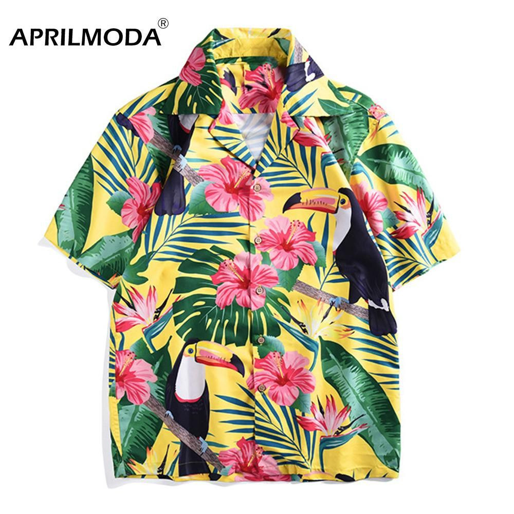 Retro Vinatge Tropical Parrots Hawaiian Shirt Tropical Aloha Button Up