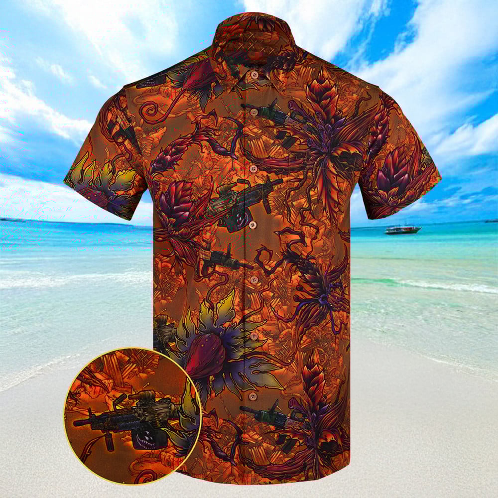 Retrolands Orange Hawaiian Shirt Summer Button Ups Best Gifts For Brother
