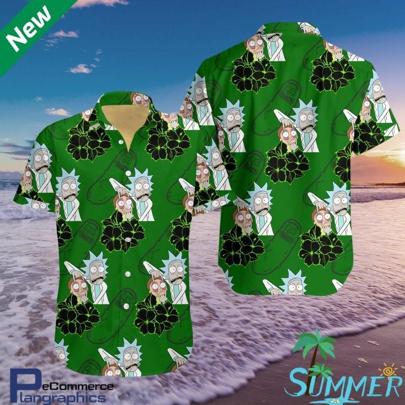 Rick Morty Aloha Shirt Hawaiian Shirt Tropical Aloha Button Up