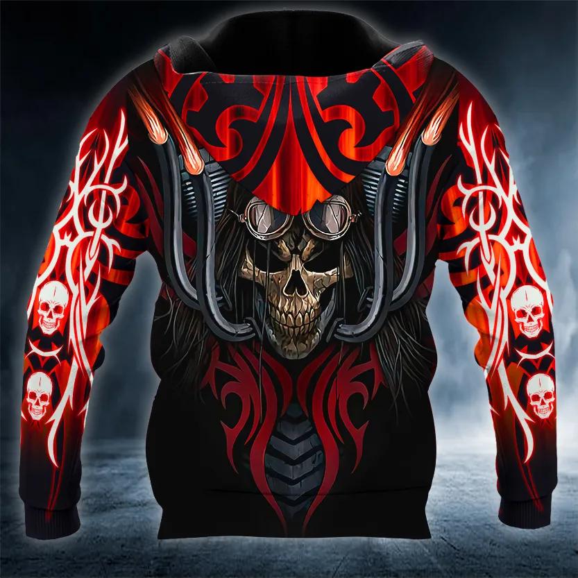 Alternative view of Ride Free Biker Skull 3D All Over Print Hoodie
