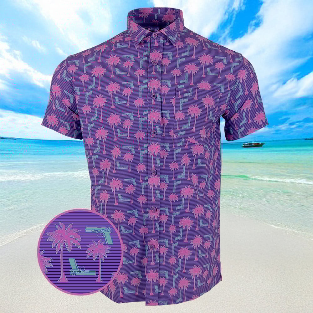 Rising Palm Purple Hawaiian Shirt Mens Summer Button Ups Gifts For Friends