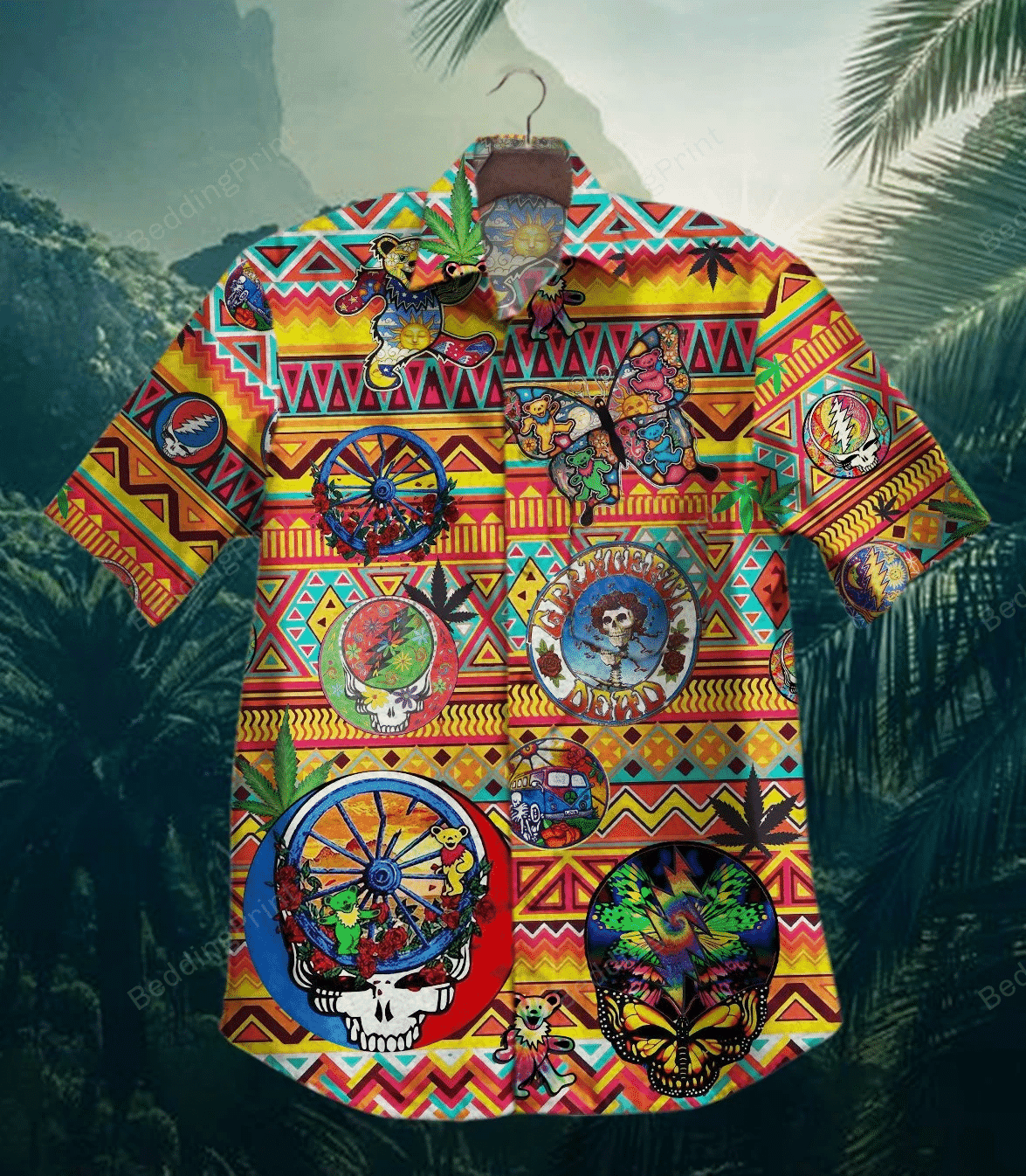 Rock Band Grateful Dead Hawaiian Shirt Tropical Aloha Button Up