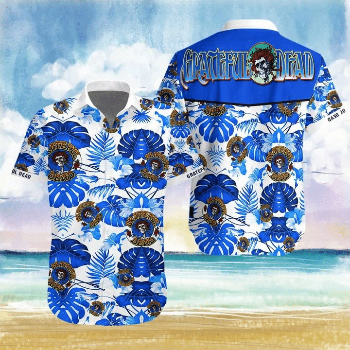 Rock Band Grateful Dead Hawaiian Shirt Tropical Aloha Button Up