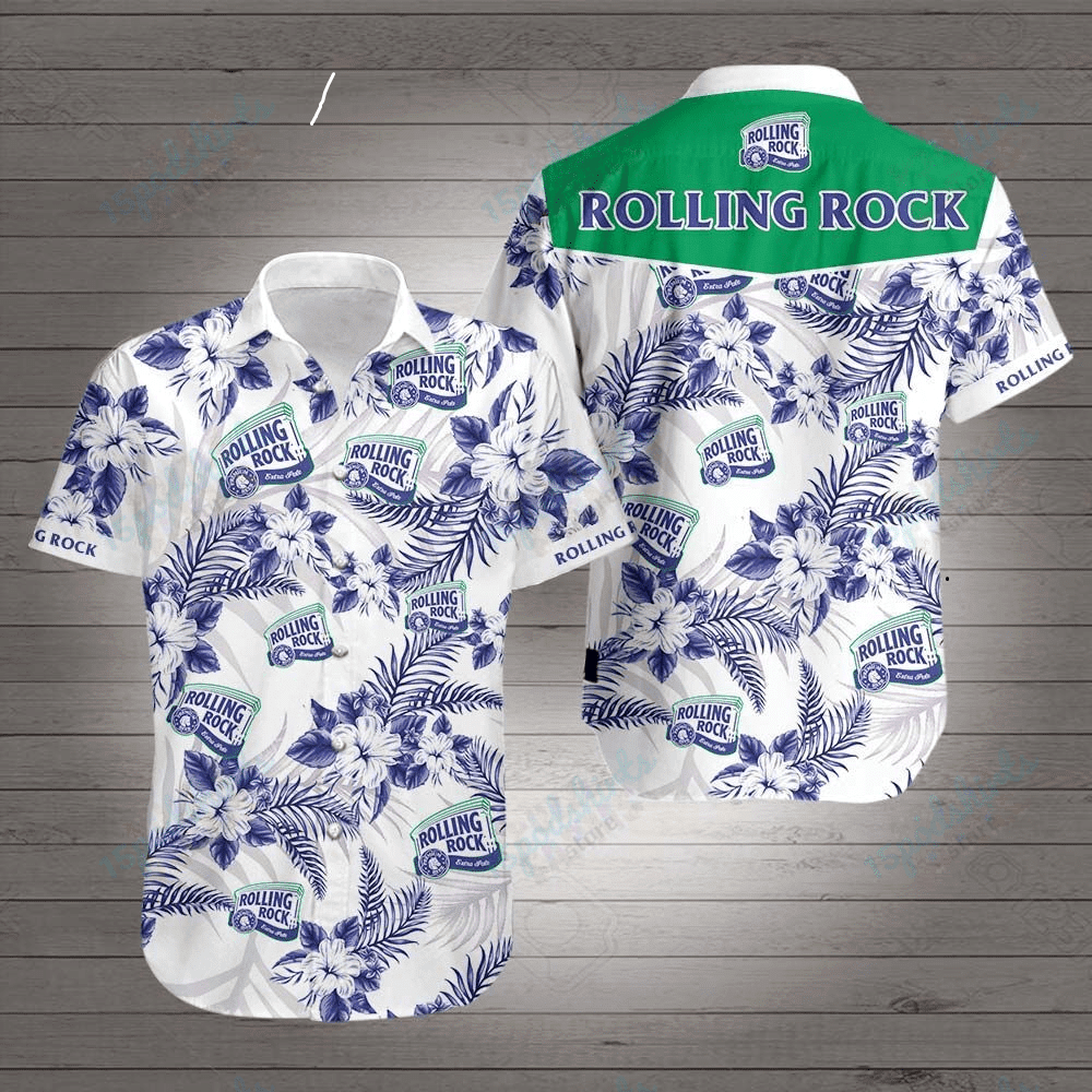 Rolling Rock Style 2 Hawaiian Shirt Tropical Aloha Button Up