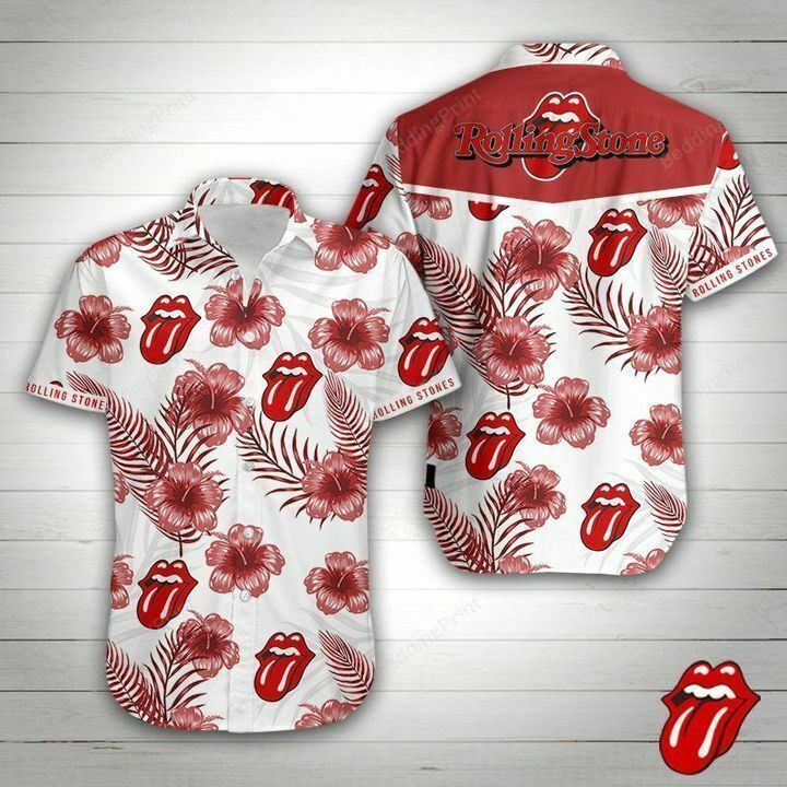 Rolling Stone Hawaiian Shirt Tropical Aloha Button Up