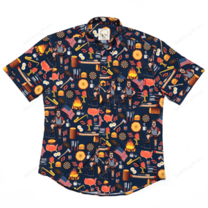 Ron Swansons Hawaiian Shirt Tropical Aloha Button Up