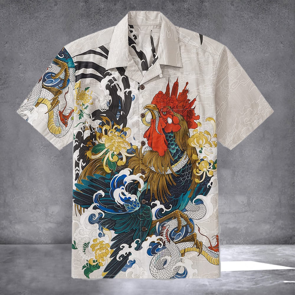 Rooster Surf Vintage Hawaiian Shirt Button Up Short Sleeve Shirt Gifts For Rooster Lovers