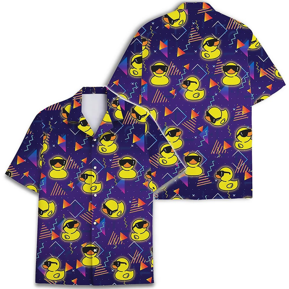 Rubber Duck Hawaiian Shirt For Men Galaxy Duck Button Down Shirt Funny Gifts