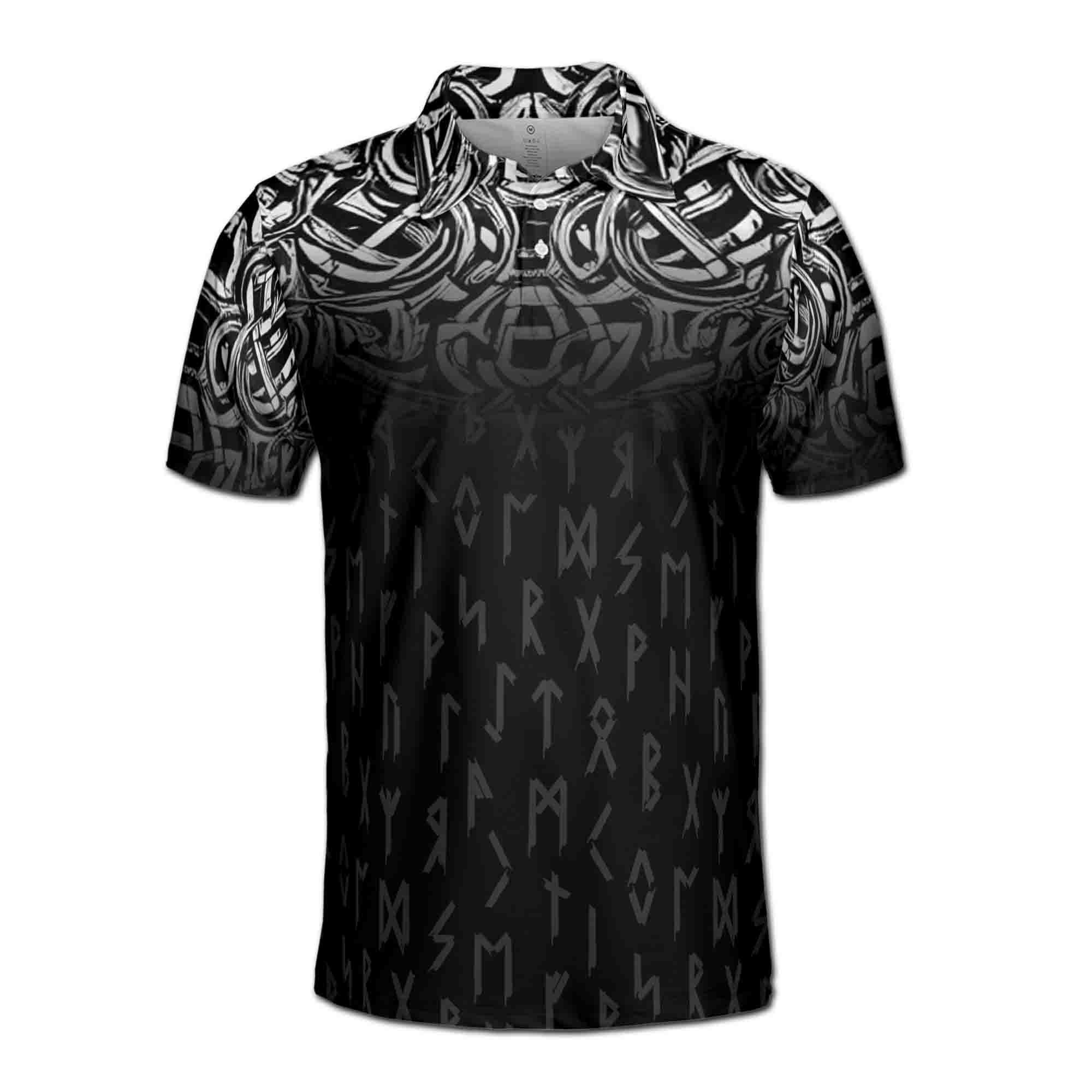 Alternative view of Runer Viking Dark Tribal Pattern Grunge Men's Polo Shirt