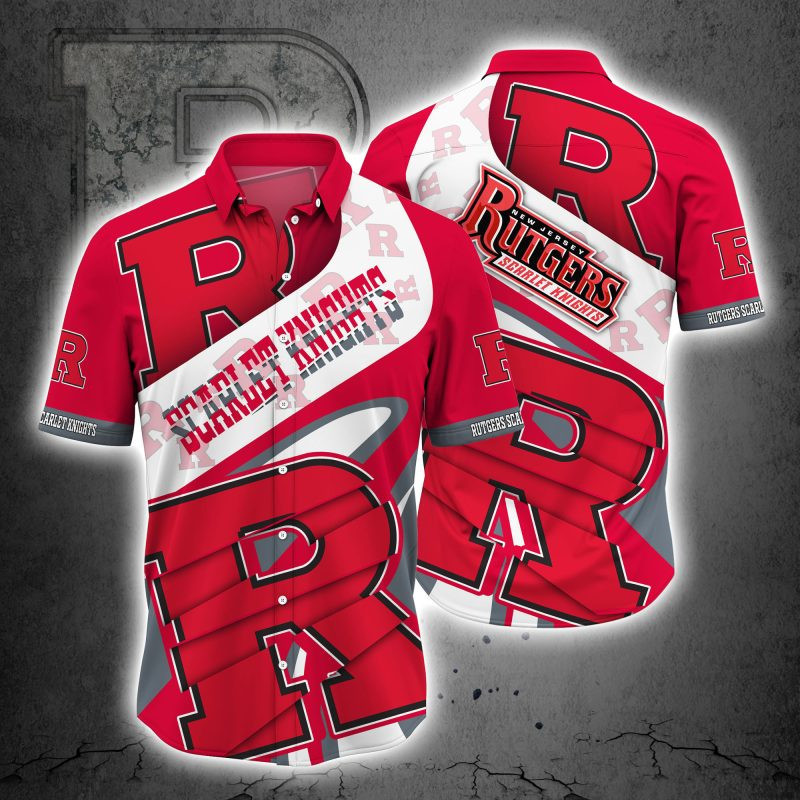 Rutgers Scarlet Knights Ncaa Hawaiian Shirt Tropical Aloha Button Up