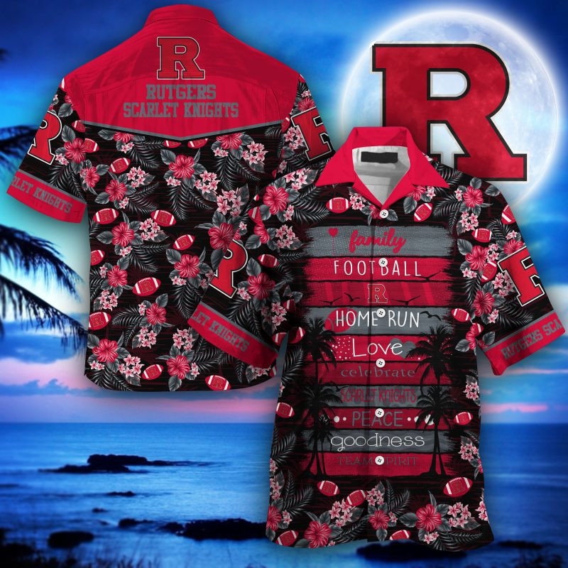Rutgers Scarlet Knights Ncaa Hawaiian Shirt Tropical Aloha Button Up