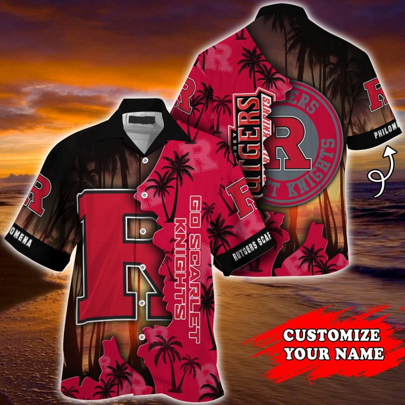Rutgers Scarlet Knights Ncaa Personalized Summer Hawaiian Shirt Tropical Aloha Button Up