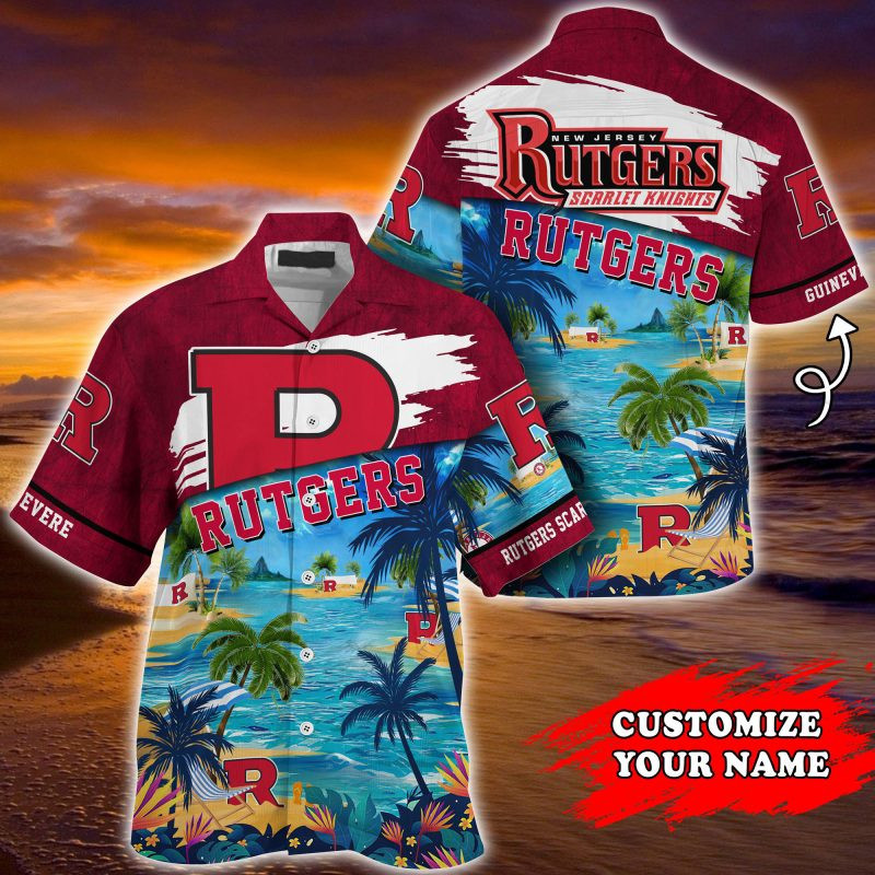 Rutgers Scarlet Knights Ncaa Personalized Summer Hawaiian Shirt Tropical Aloha Button Up
