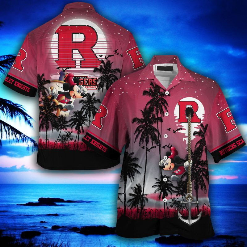 Rutgers Scarlet Knights Ncaa Summer Hawaiian Shirt Tropical Aloha Button Up