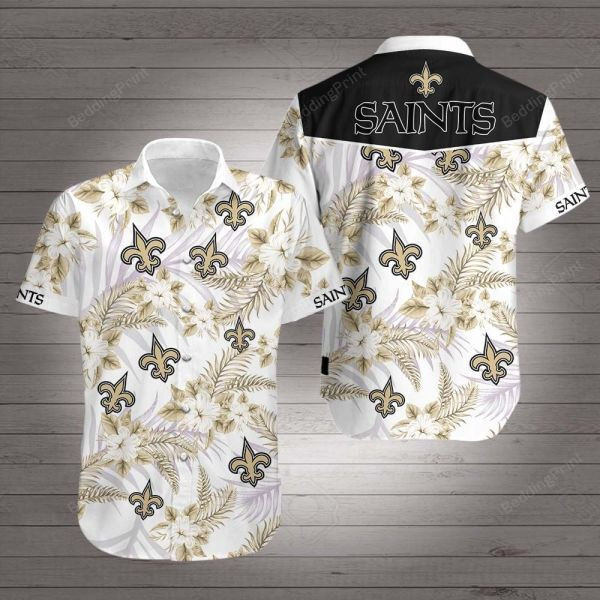 Saints Hawaiian Shirt Tropical Aloha Button Up