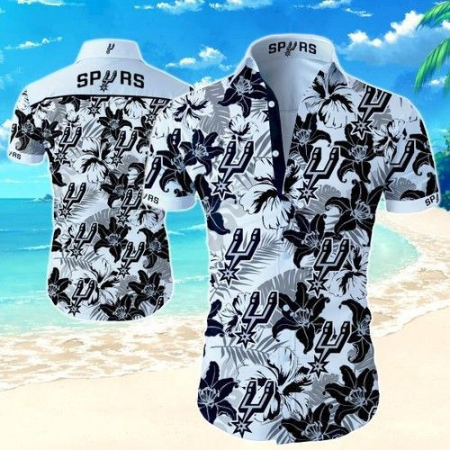 San Antonio Spurs Hawaiian Shirt Tropical Aloha Button Up