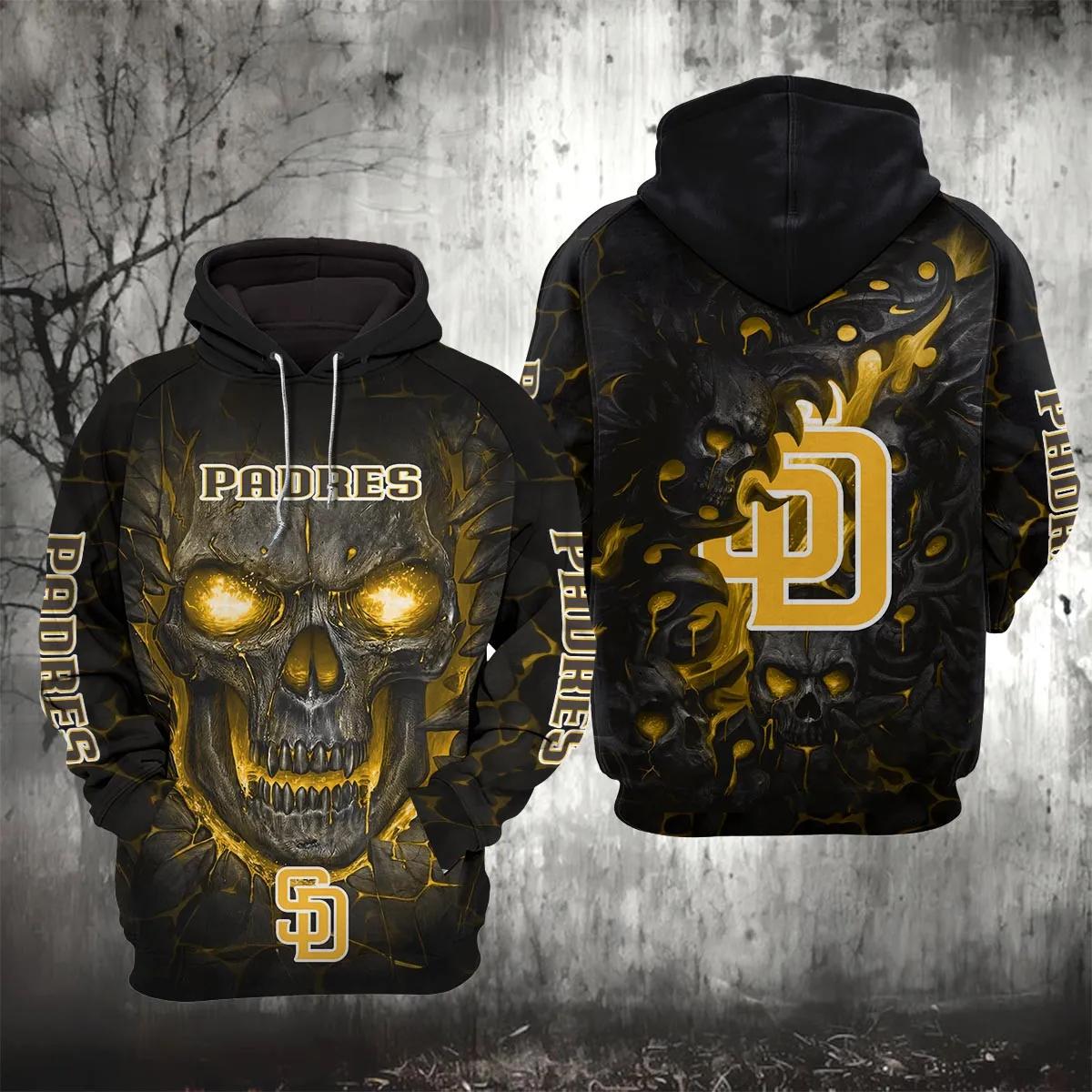 San Diego Padres Lava Skull 3D MLB All Over Print Hoodie