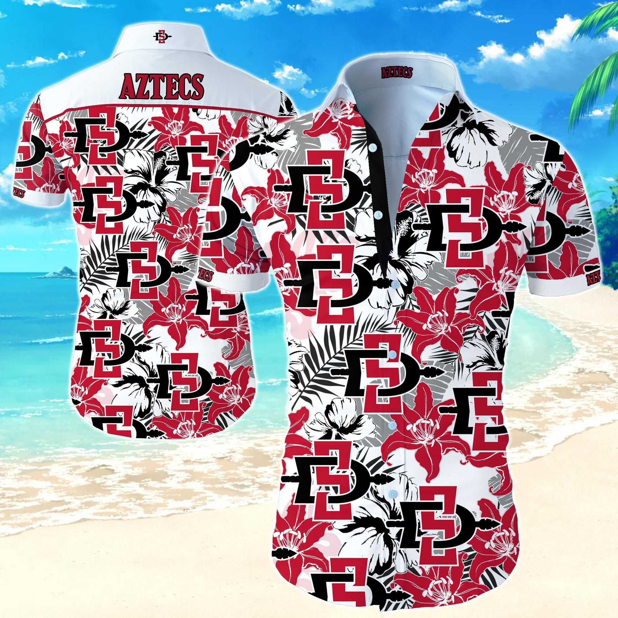 San Diego State Aztecs Hawaiian Shirt Tropical Aloha Button Up