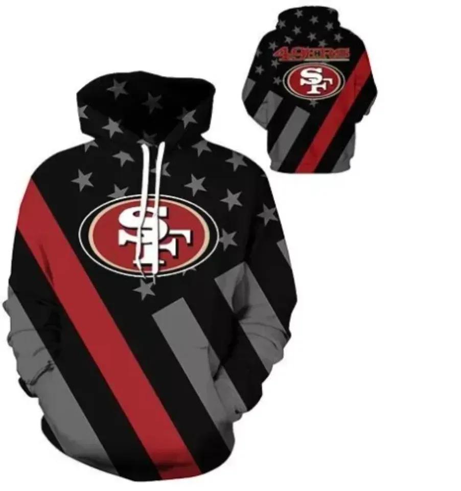 San Francisco 49ers American Flag Black NFL3D All Over Print Hoodie