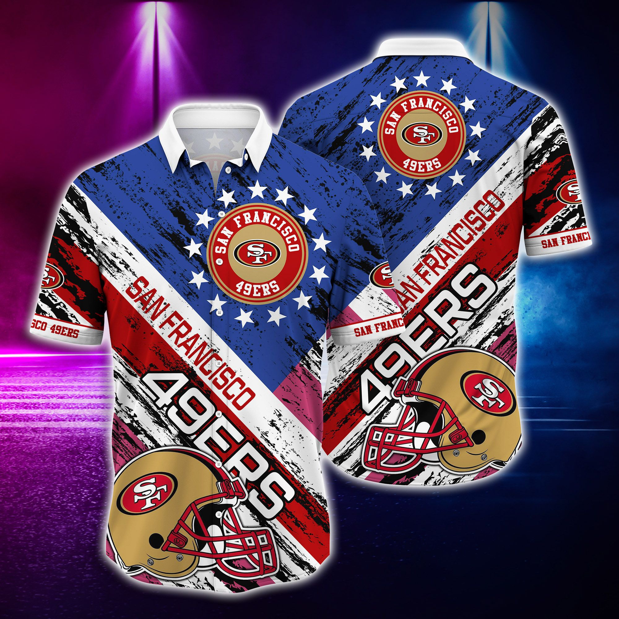 San Francisco 49ers And Rugby Helmet Hawaiian Shirt Tropical Aloha Button Up