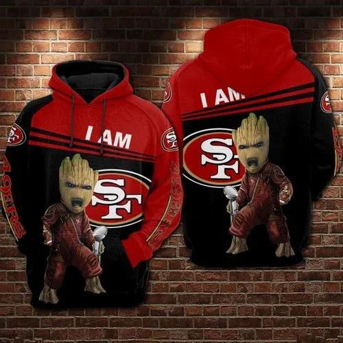 San Francisco 49ers Baby Groot NFL 3D All Over Print Hoodie