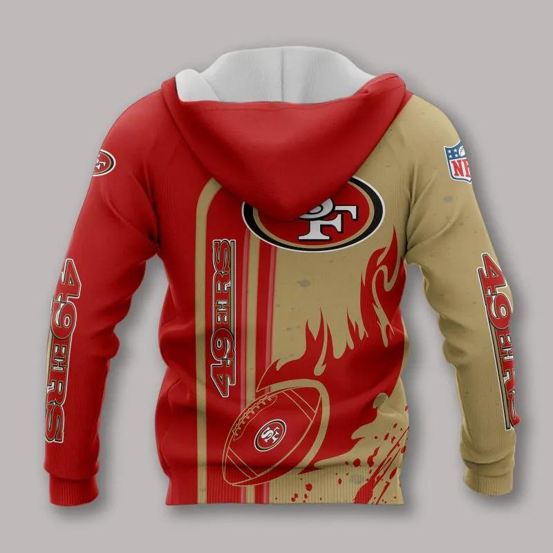 Alternative view of San Francisco 49ers Fire Ball NFL 3D All Over Print Hoodie