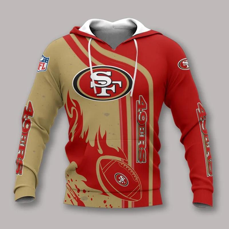 San Francisco 49ers Fire Ball NFL 3D All Over Print Hoodie