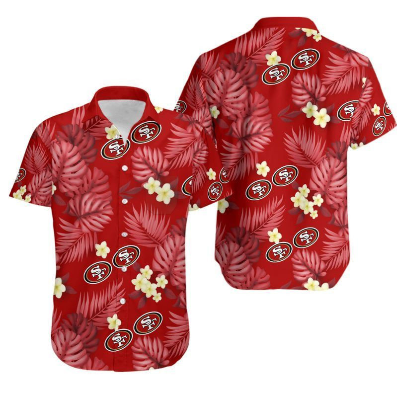 San Francisco 49ers Floral Summer Hawaiian Shirt Tropical Aloha Button Up