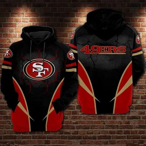 San Francisco 49ers Football Black Red NFL 3D All Over Print Hoodie